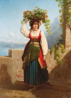 Peasant woman in a Florentine landscape by Dominique Papety