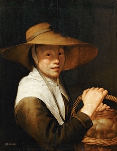 Portrait of a girl with a basket of eggs by Jacob Gerritsz Cuyp