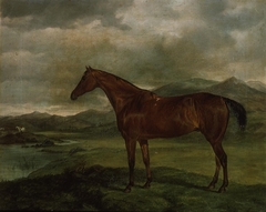 Portrait of a hunter in landscape by William Luker