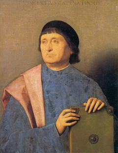 Portrait of a man with a book by Vincenzo Catena