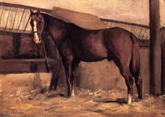 Reddish Bay Horse in the Stable by Gustave Caillebotte