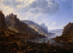 Rheinlandschaft mit Landungsplatz by Herman Saftleven