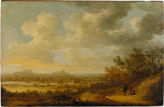 River Landscape in the Evening with Resting Wanderers by Johan Pietersz. Schoeff