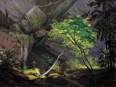 Rocky Landscape with Monk by Carl Blechen