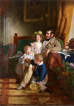 Rudolf von Arthaber und seine Kinder Rudolf, Emilie und Gustav by Friedrich von Amerling