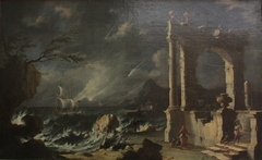 Ruines au bord de la mer. Effet d'orage (MG 878) by Leonardo Coccorante