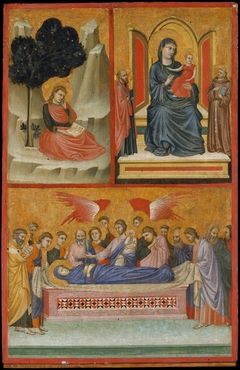 Saint John on Patmos, Madonna and Child Enthroned, and Death of the Virgin by Pacino di Buonaguida