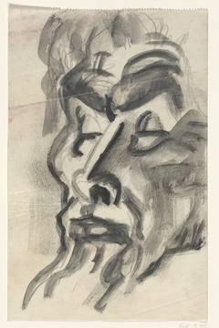 Schetsblad met portret van Jan Toorop by Leo Gestel