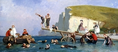 Sea Bathing in Étretat by Eugène Le Poittevin