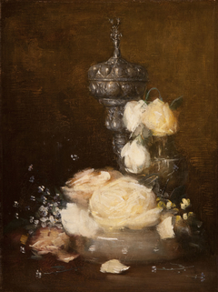 Silver Chalice with Roses by J. Alden Weir