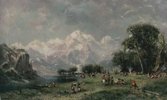 Sioux Encampment in the Rocky Mountains by Ransome Gillett Holdridge