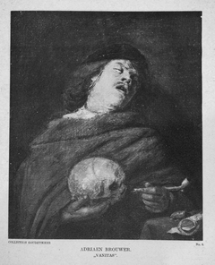 Sleeping Smoker with Skull by Adriaen Brouwer