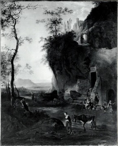 Southern Landscape with a Woman and a Donkey by Adam Pynacker