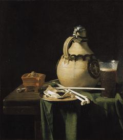 Still Life with Earthenware Jug and Clay Pipes by Pieter van Anraedt