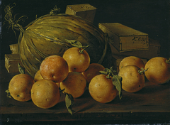 Still Life with Oranges Melon and Boxes of Sweets by Luis Egidio Meléndez