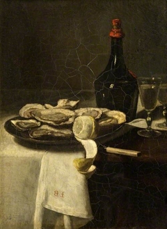 Still Life with Oysters, a Wine Bottle and a Glass of Wine by François Bonvin