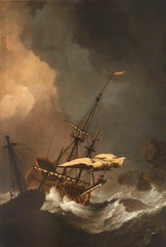 Storm: Two English Ships being Driven Ashore on to Rocks by Willem van de Velde the Younger