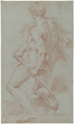 Studie van een knielende mannelijke naaktfiguur by Francesco Trevisani