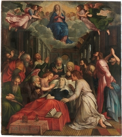 The Death of the Virgin (centre); The Birth of the Virgin (left); The Presentation of the Virgin (right) by Michiel Coxie