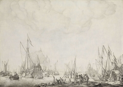 The Royal and State Yachts, possibly the Arrival of Charles II of England at Moerdijk, 1660 by Willem van de Velde I