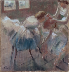 Three Dancers Preparing for Class by Edgar Degas