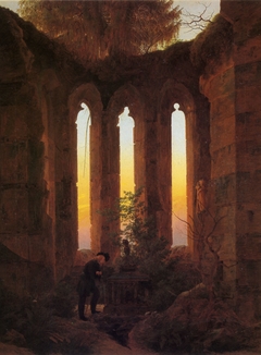 Huttens Grab / Ruine eines Kirchenchors im Abendlicht by Caspar David Friedrich