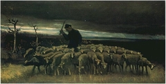 Shepherd with a Flock of Sheep by Vincent van Gogh