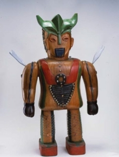 Untitled (wood robot statue) by Koffi Kouakou