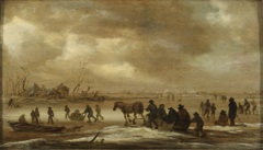 Winter Landscape with Horse-drawn Sleigh by Jan van Goyen