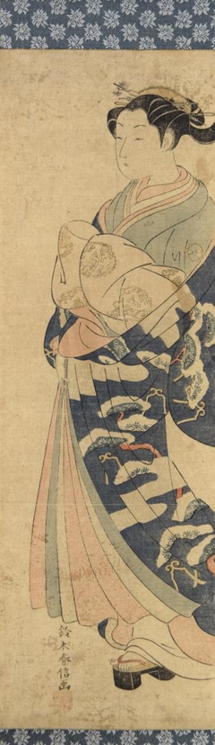 Woman in Floral Kimono by Suzuki Harunobu