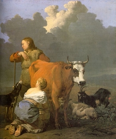 Woman Milking a Red Cow by Karel Dujardin