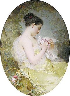 Young Girl with a Dove by Charles Joshua Chaplin