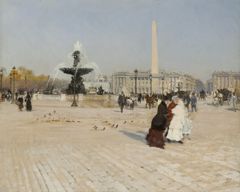 A corner of Place de la Concorde in Paris by Giuseppe De Nittis