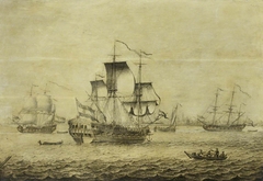 A Dutch frigate off Rotterdam by Adriaen van Salm