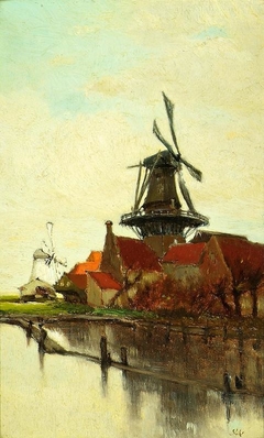 A Dutch Windmill - Clara Montalba - ABDAG004420 by Clara Montalba