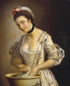 A Lady’s Maid Soaping Linen by Henry Robert Morland