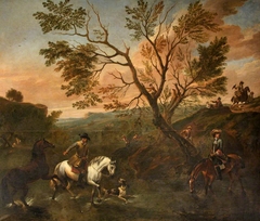 A Landscape with Horsemen (including a Falconer) by Jan Wyck