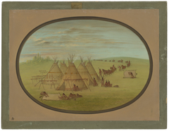 A Little Sioux Village by George Catlin