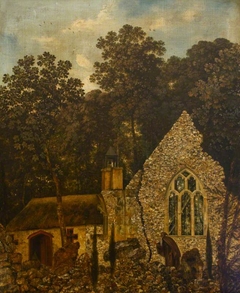 A Monk by a Church in a Wood (The Hermitage, Goodwood) by George Smith