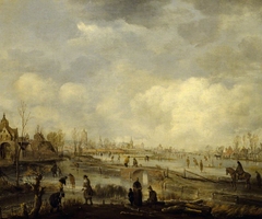 A Town on a Frozen River by Aert van der Neer