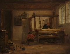 A weaver's workshop by Cornelis Gerritsz Decker