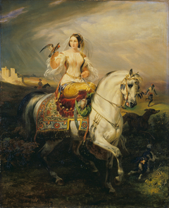 An Algerian Lady Hawking by Horace Vernet