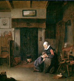 An Old Woman Delousing a Boy by Quirijn van Brekelenkam