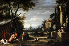 Bacchanal in a Garden, with Temple of Vesta and a Fountain by Anonymous