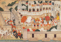 Bharata returning to Ayodhya with Rama's padukas - sandals by Guman