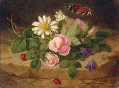 Bouquet of Flowers with a Butterfly by Josef Lauer