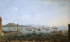 Carlos III leaving the Port of Naples, as Seen from the Land by Antonio Joli