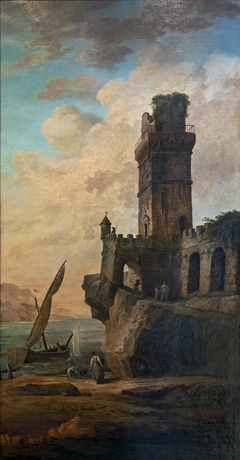 Château en ruines sur un rivage by Hubert Robert