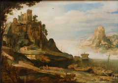 Coast Landscape with the so-called Temple of Sibyl at Tivoli by Willem van Nieulandt II