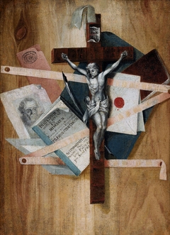 Crucifix against papers. by Anonymous